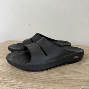 OOFOS OOahh Sport Flex Black Slides Athletic Recovery Sandals Womens 8 Mens‎ 6